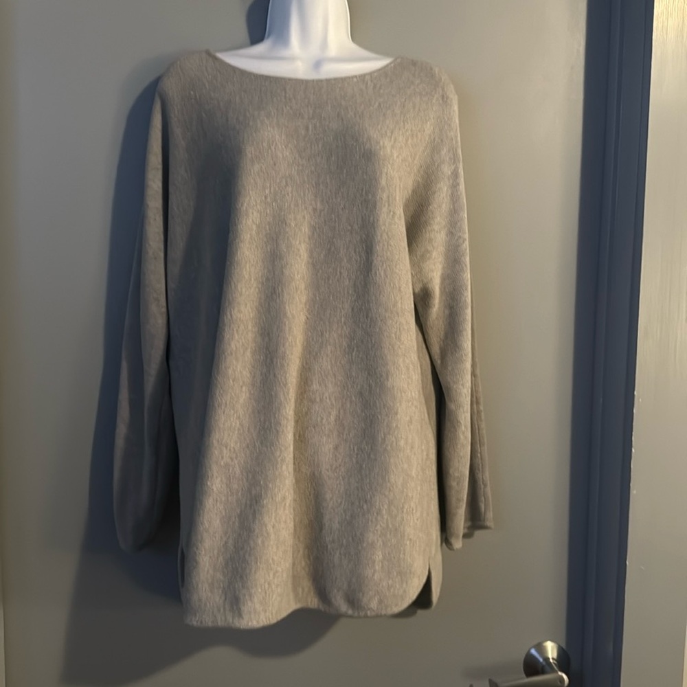 Michael Kors Gray Knit Sweater XL Long Sleeve Zipper Back Casual Classic